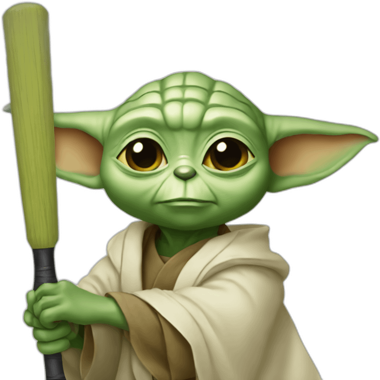 yoda holding a cricket bat emoji