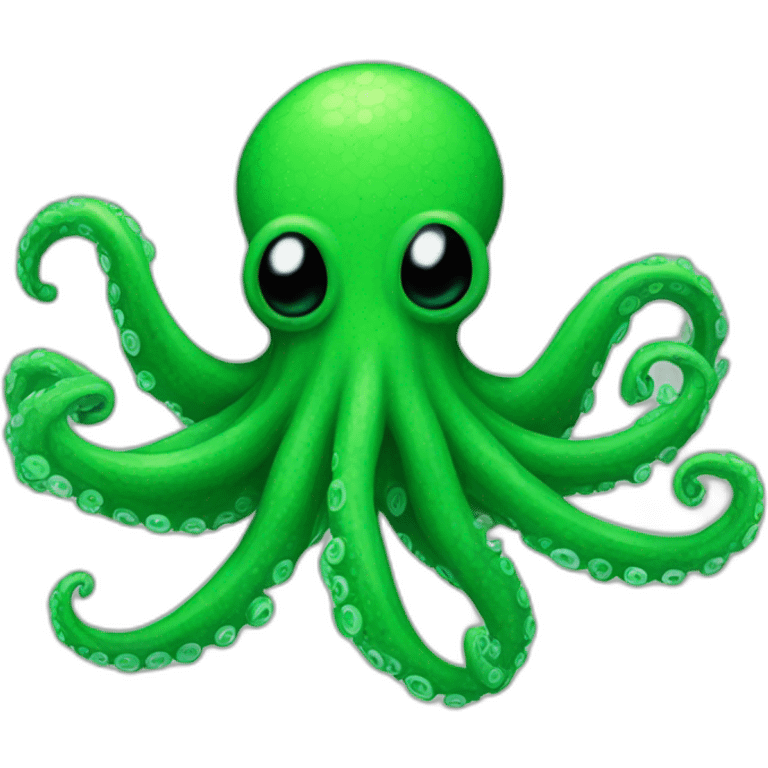 Green pixelated octopus emoji