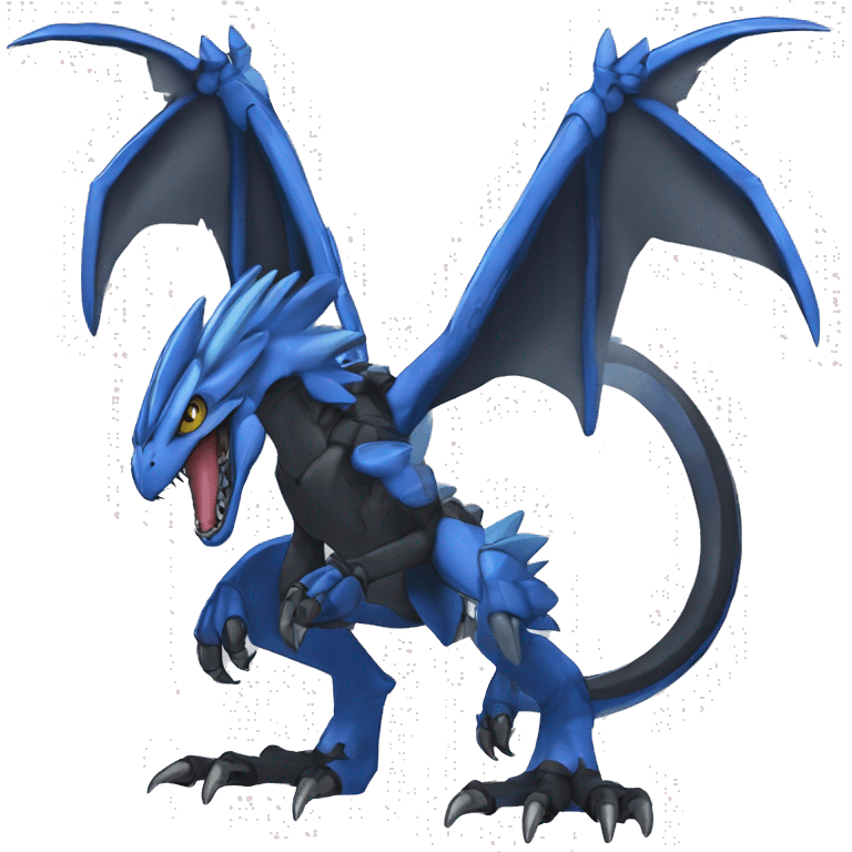  Cool Edgy Black Blue Digimon-Fakemon-Guilmon-Velociraptor-Dragon-Mecha full body emoji