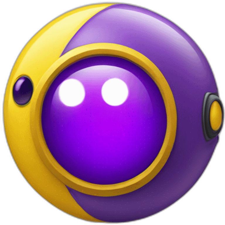 A spherical purple and yellow lens as a mascot emoji