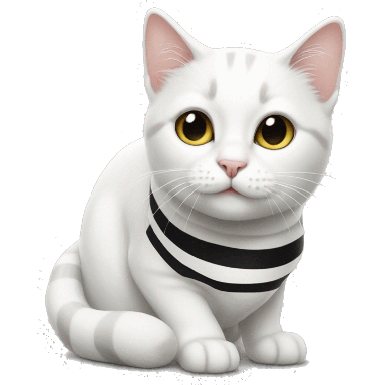 white cat with black stripes  emoji