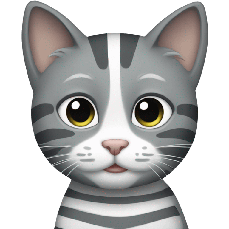 Grey cat with white and dark grey stripes  emoji