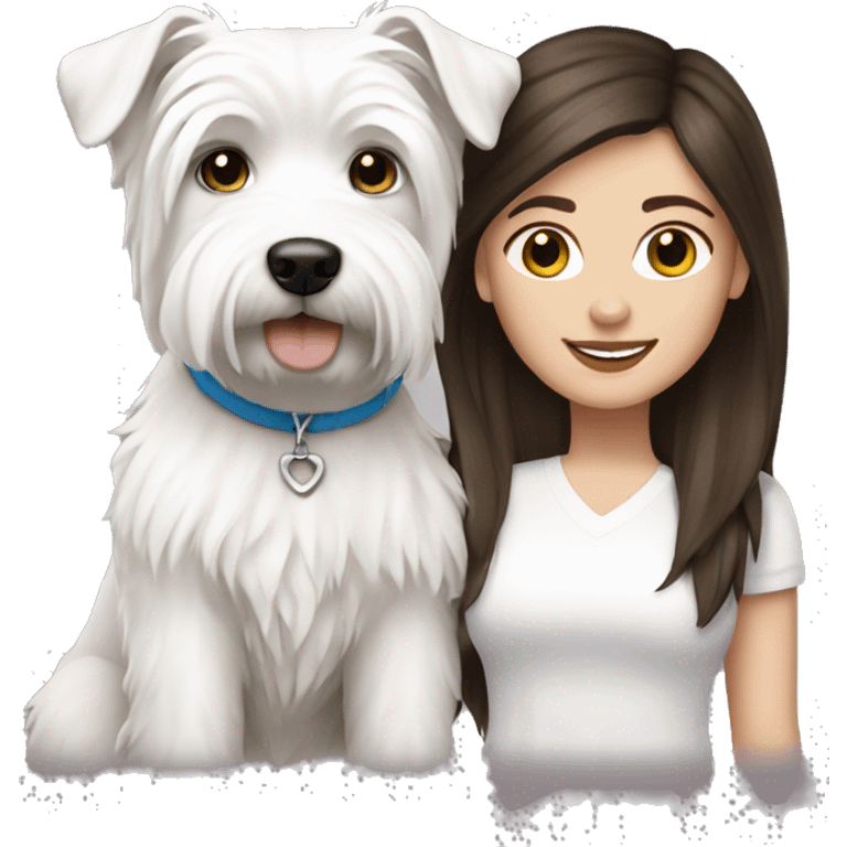 Brunette white girl with white Westie  emoji