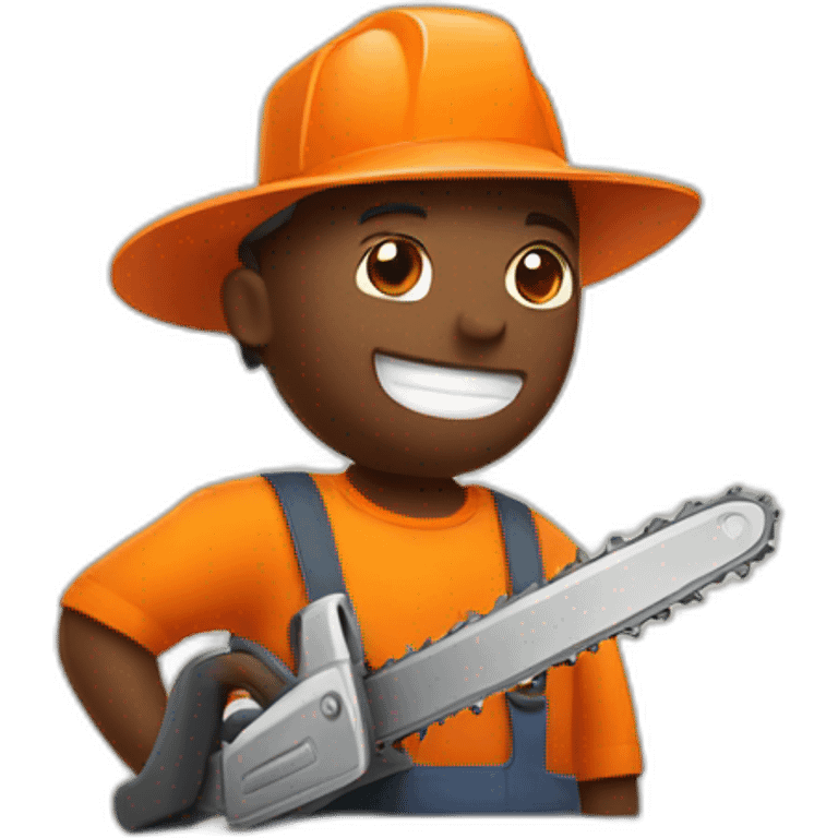 Farmer with an orange color chainsaw emoji