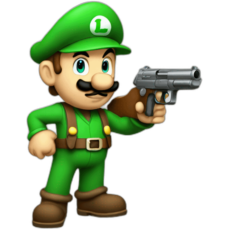 Luigi with a gun emoji