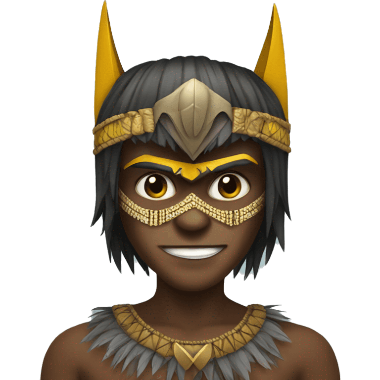 Batman but headdress of papua new guikwa emoji