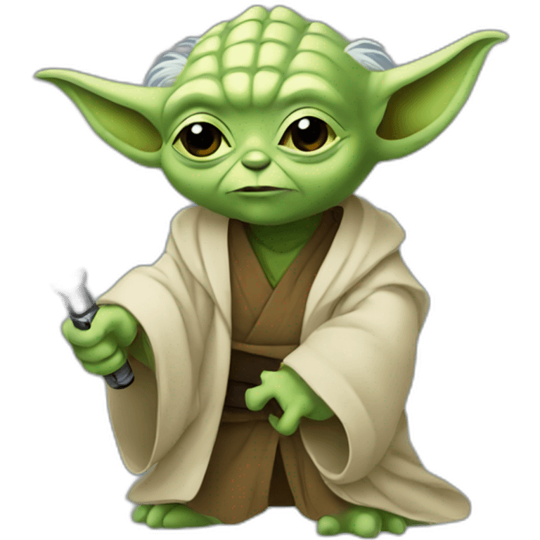 Yoda with a lightsaber emoji