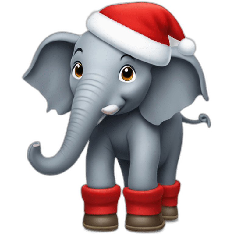 Elephant in boots with Santa hat emoji