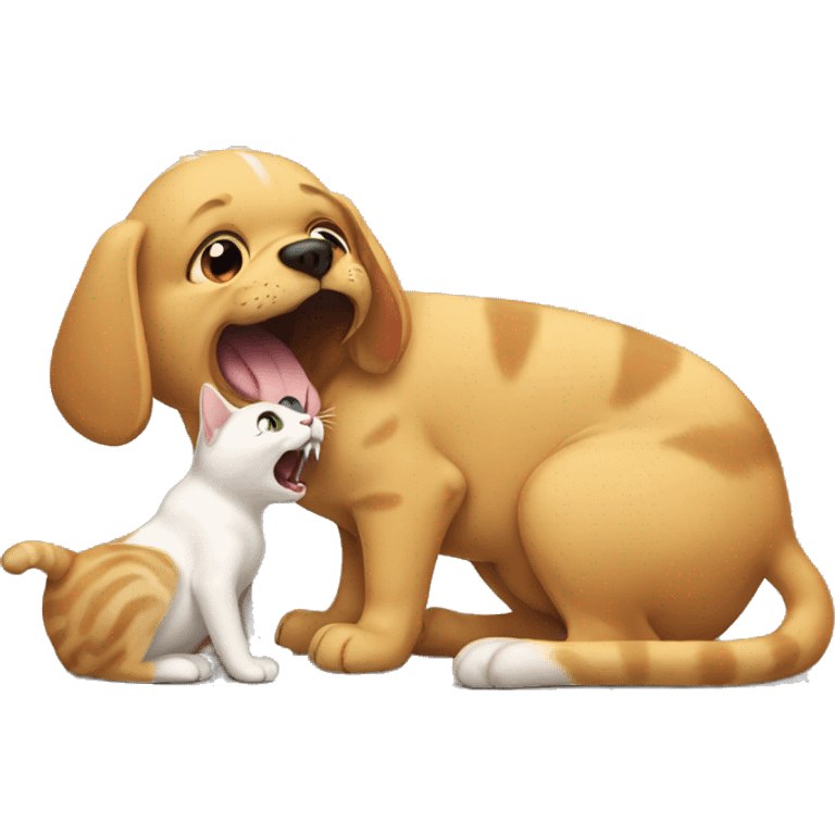 Cat eating dog emoji