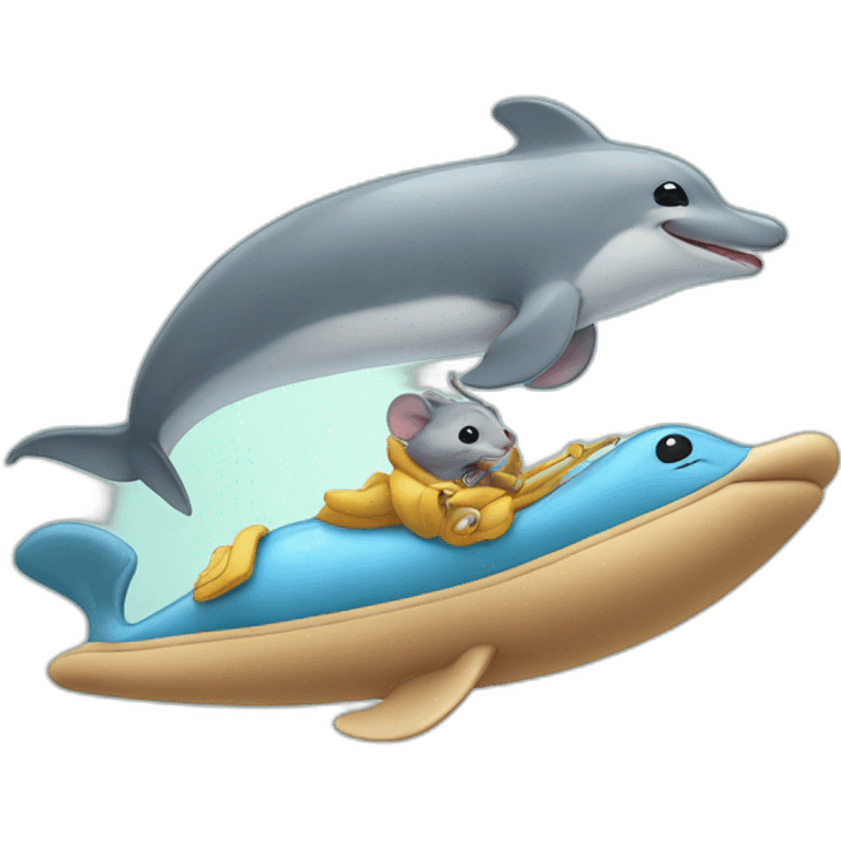 mouse riding on dolphin emoji