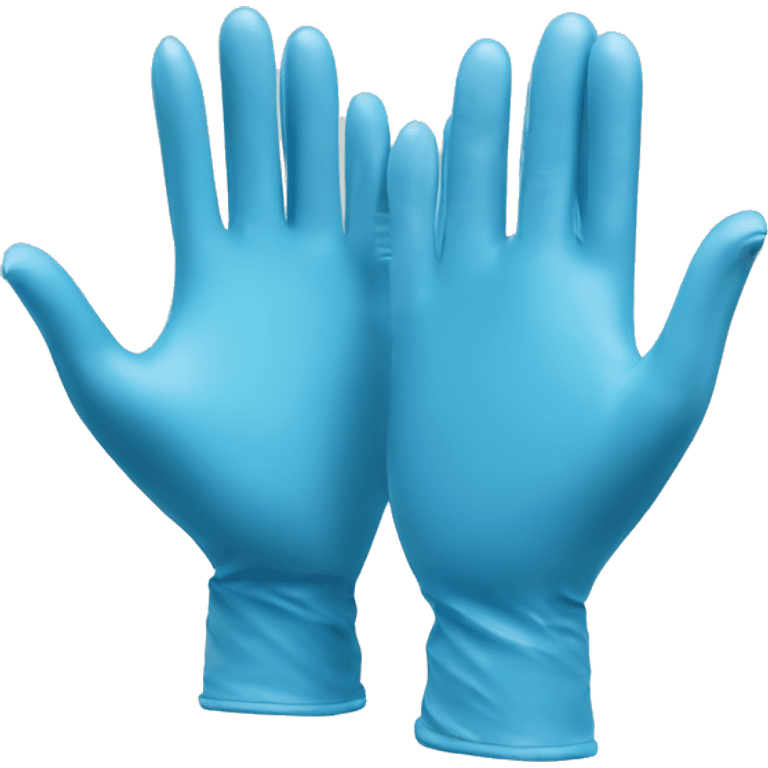 Realistic blue latex medical gloved hands isolated. emoji