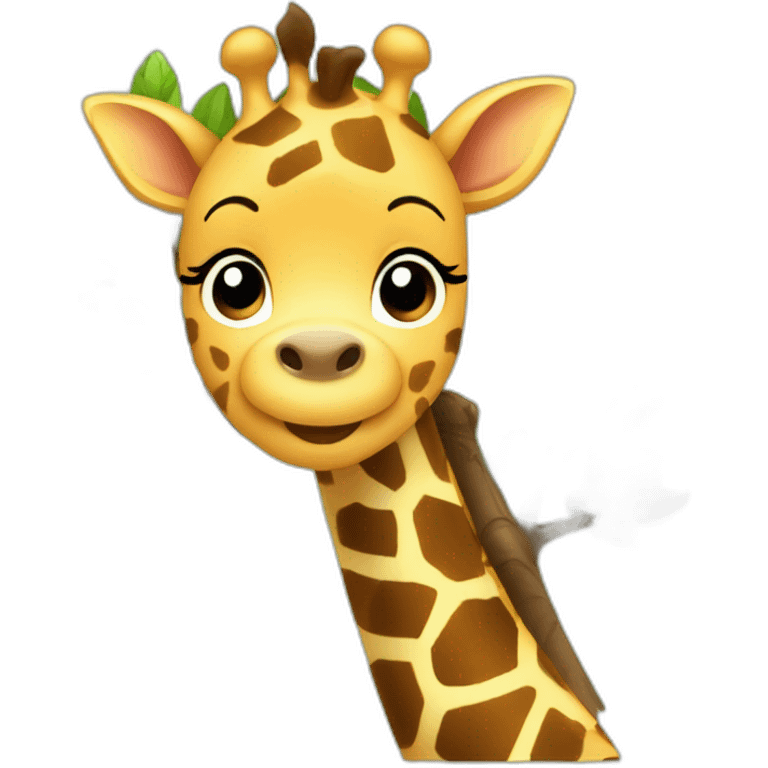 Cute baby giraffe in a tree emoji