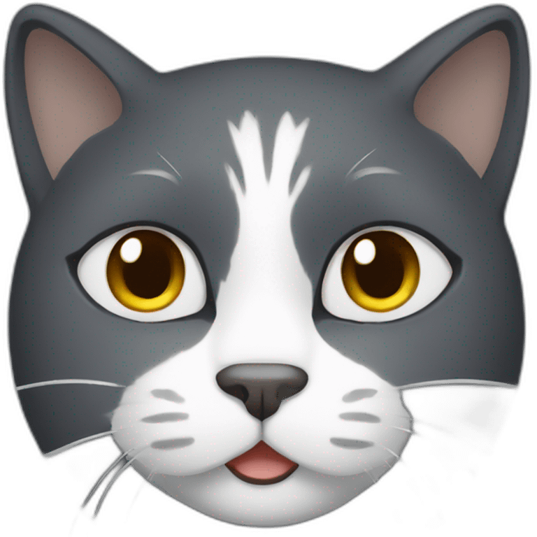 dark grey cat with white around his face emoji