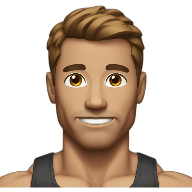 Bodybuilder brown hair without beard emoji