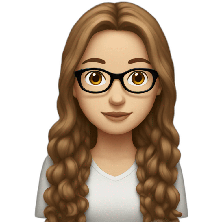 A white Girl with glasses,Brown long hair emoji