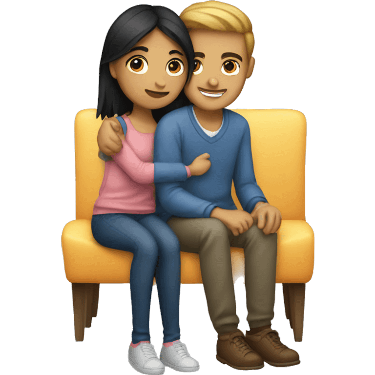 Girl sitting on boyfriend lap  emoji