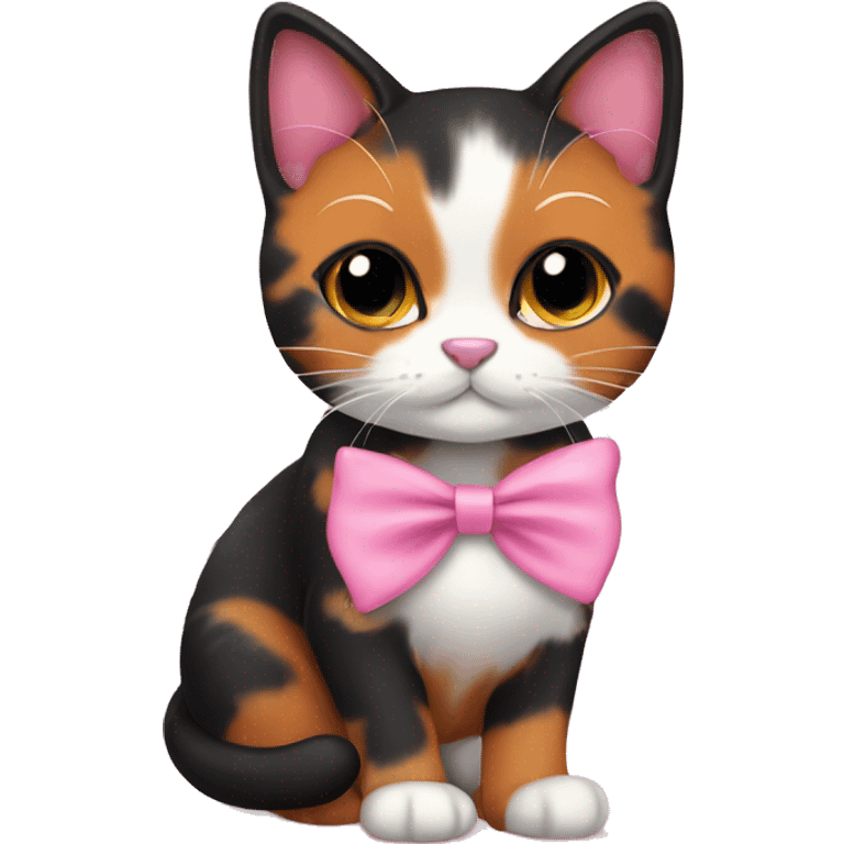 cute orange black calico cat with pink bow  emoji