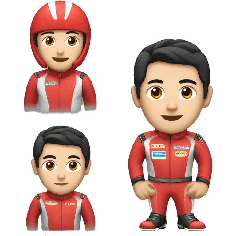 guy in red racing outfit with black hair emoji