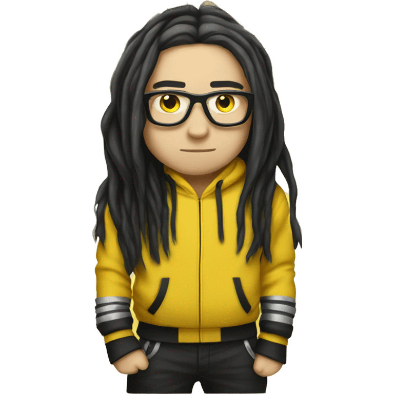 skrillex wearing a yellowm hoodie emoji