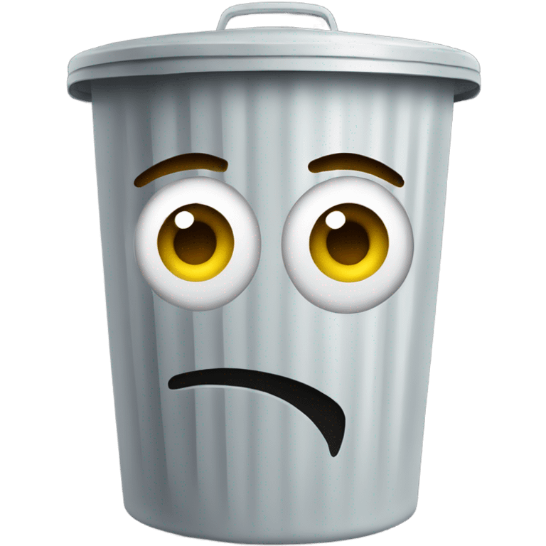 Trash can with a face emoji