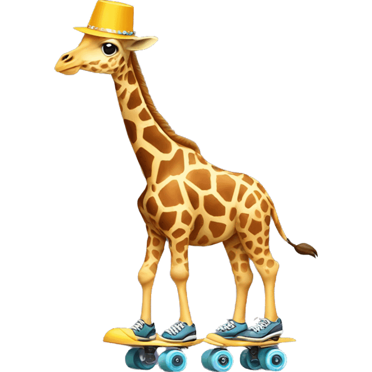 giraffe in roller skates wearing a party hat  emoji