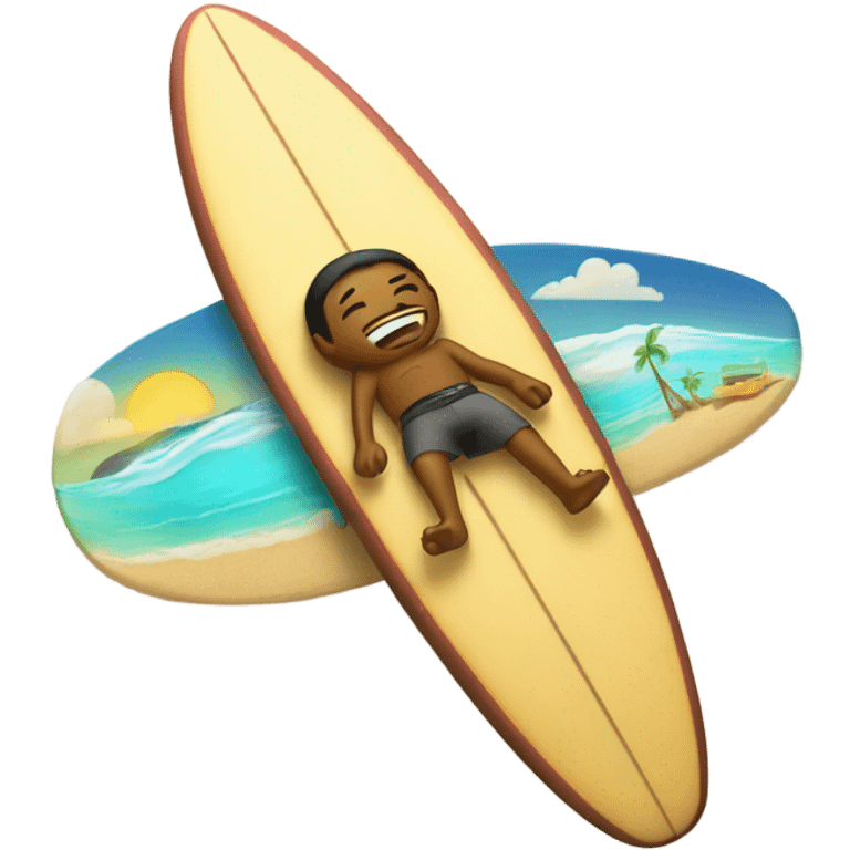 Sleeping on a surfboard in Hawaii emoji