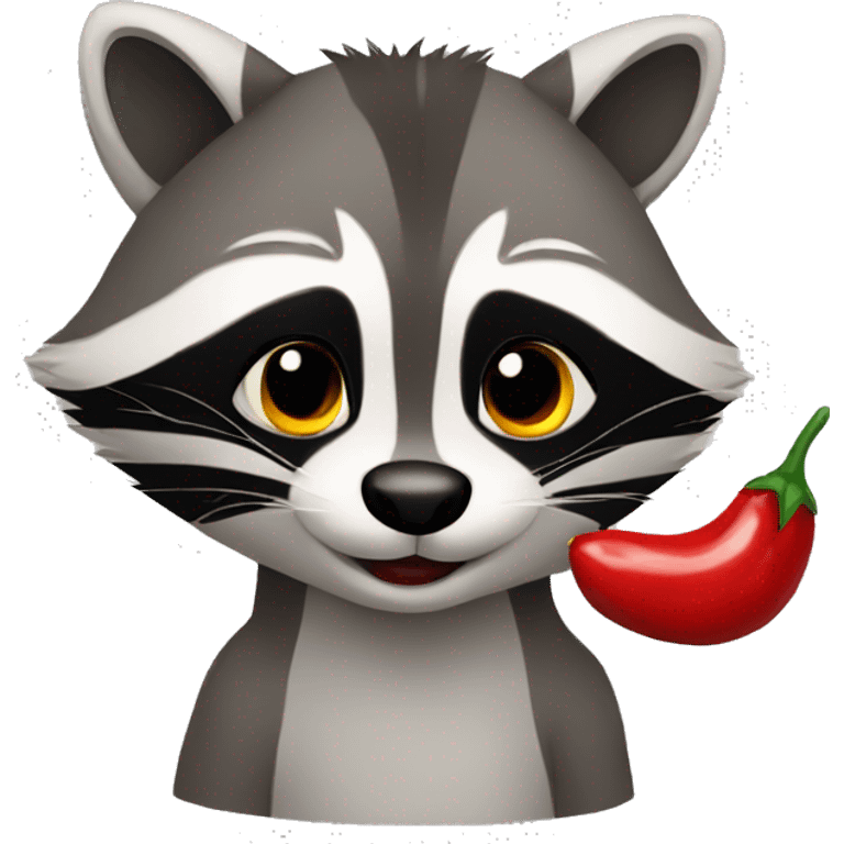 raccoon with chili pepper emoji