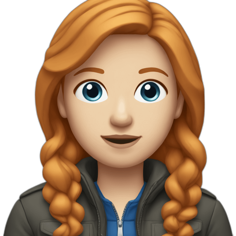 Straight ginger hair and blue eyes woman with a Canadian jacket emoji