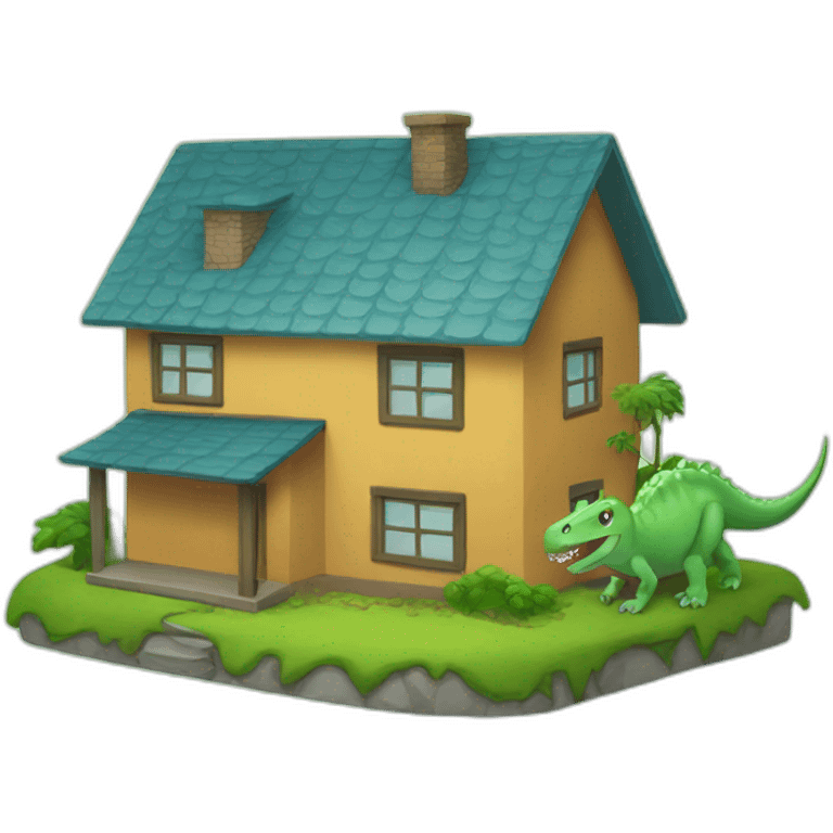 House with dinosaur emoji