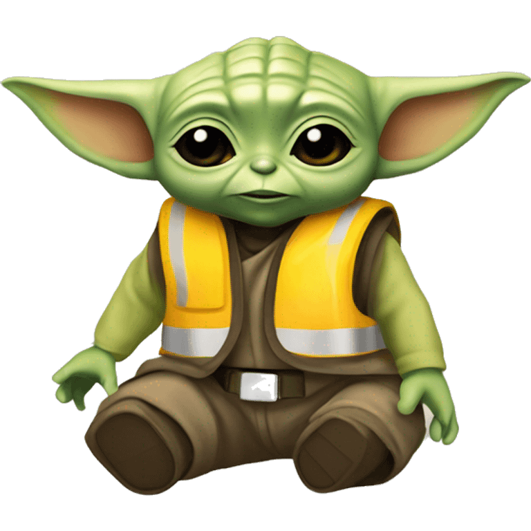 Baby Yoda in yellow construction helmet and vest emoji