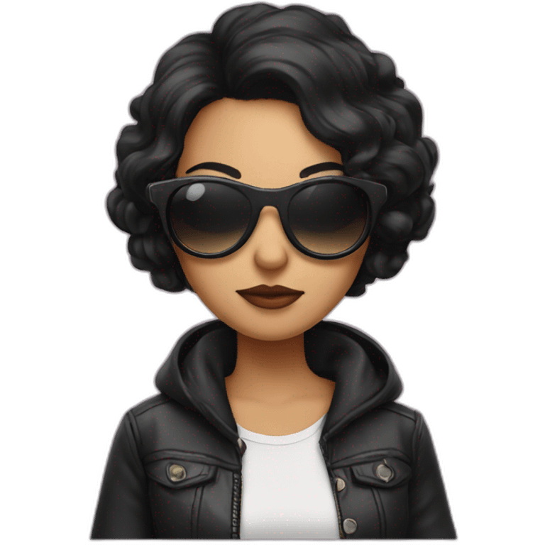 Girl with black hair wearing sunglasses and a vape in her hand emoji