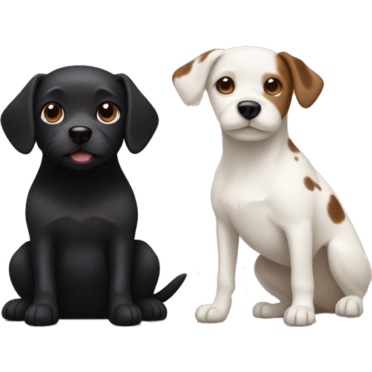 small black dog and small white dog with light brown spots  emoji