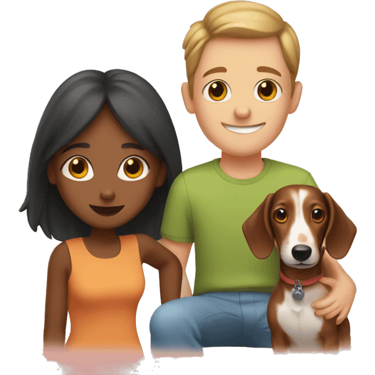 Girl and boy with dachshunds emoji