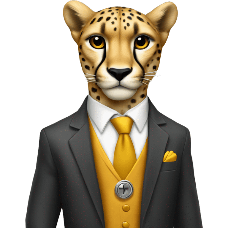 cheetah in a classic suit With keys emoji