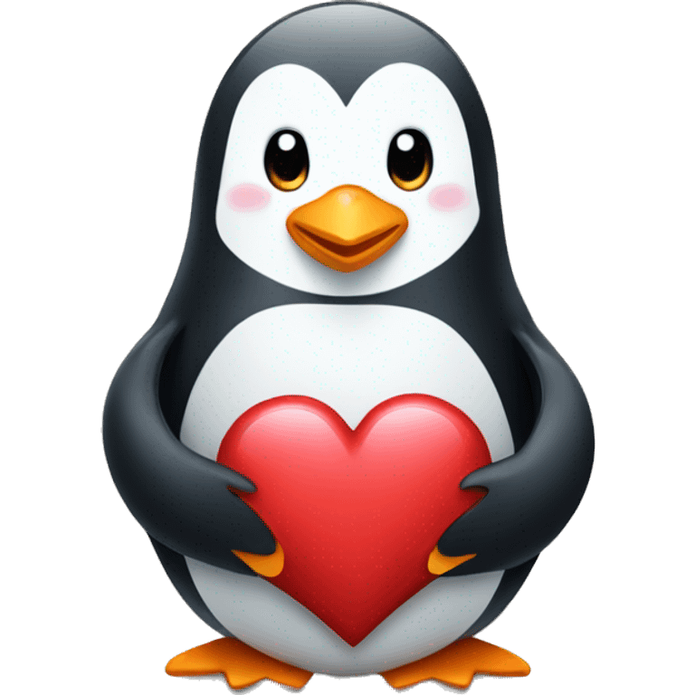 Penguin holding heart emoji