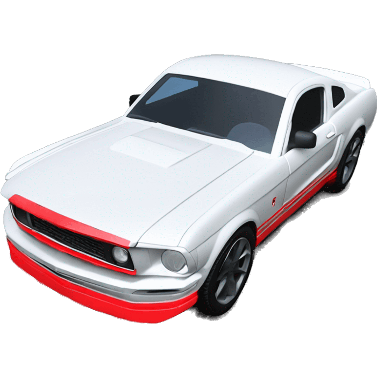 Create a white Mustang GT with black roof, red breaks, Silver rims  emoji