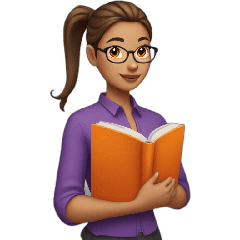 brown-ponytail-hair-girl-wearing-purple-blouse-reading-a-orange-book-without-glasses emoji