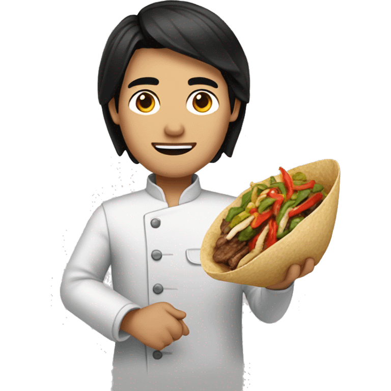 Asiat men with black hair and fajitas in our hand emoji