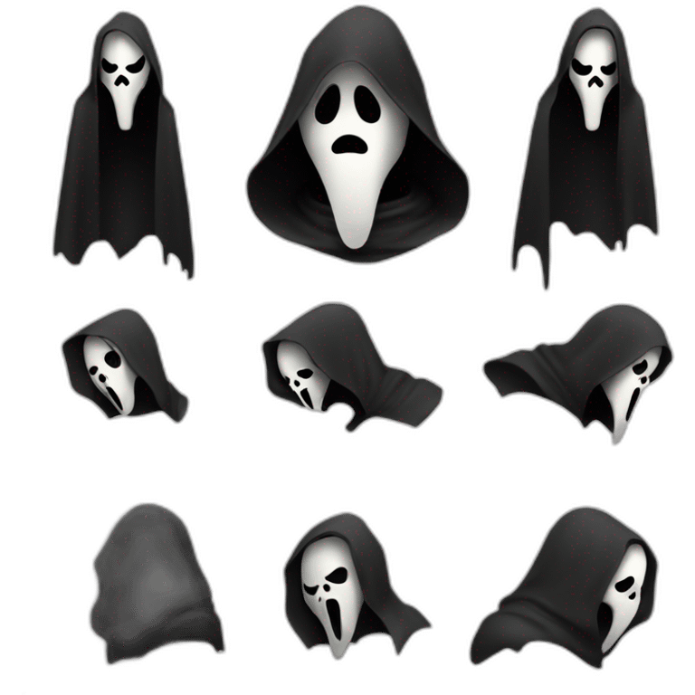 Ghost face maniac Black cloak white mask film scream emoji