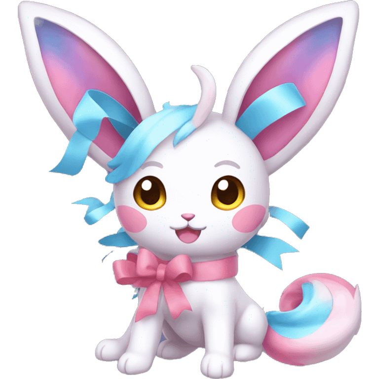 Shiny colorful Sylveon with ribbons emoji