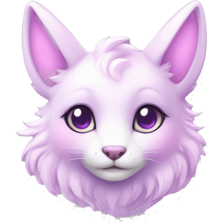 Kawaii cute colorful bright light pastel lilac-pink-white-gradient fantasy ethereal anthro fursona animal creature emoji