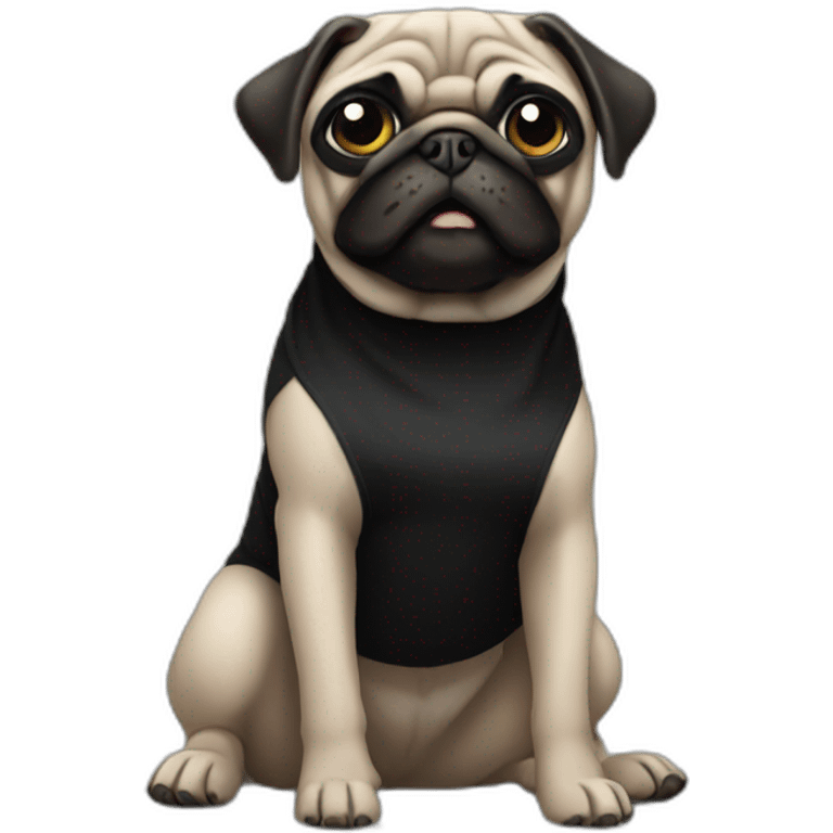 pug wearing a black t-shirt emoji