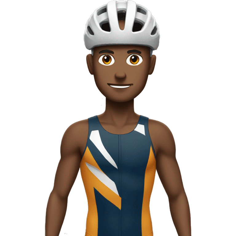 Bold guy doing triathlon  emoji