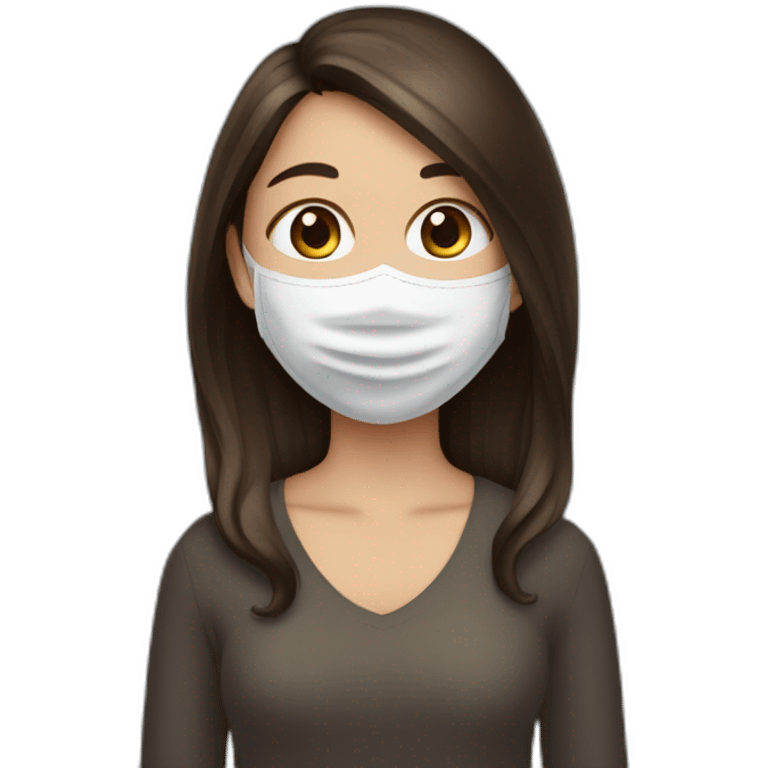 Fille brune avec masque des crâne emoji