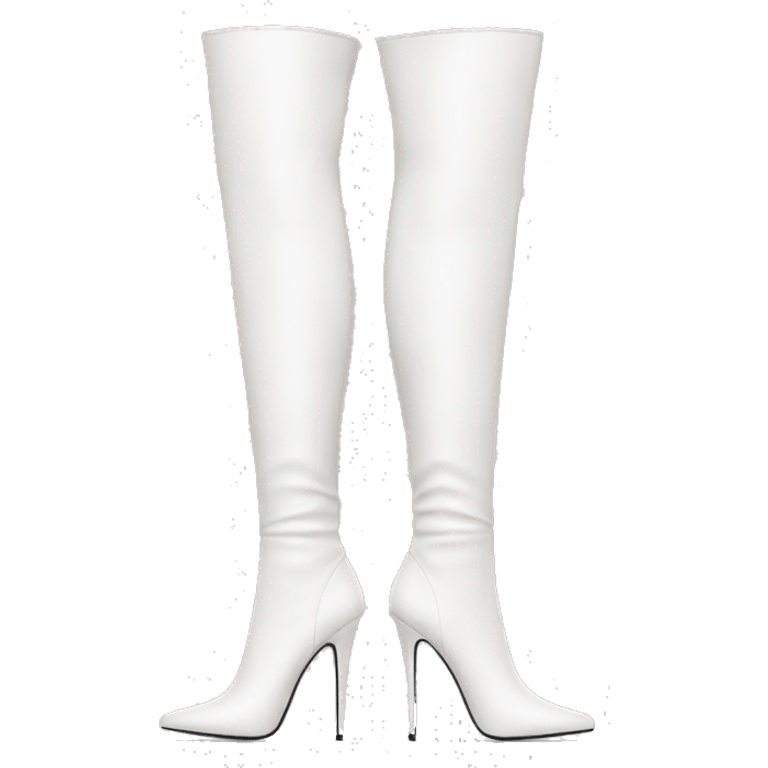 white smooth overknee boots with thin heels emoji