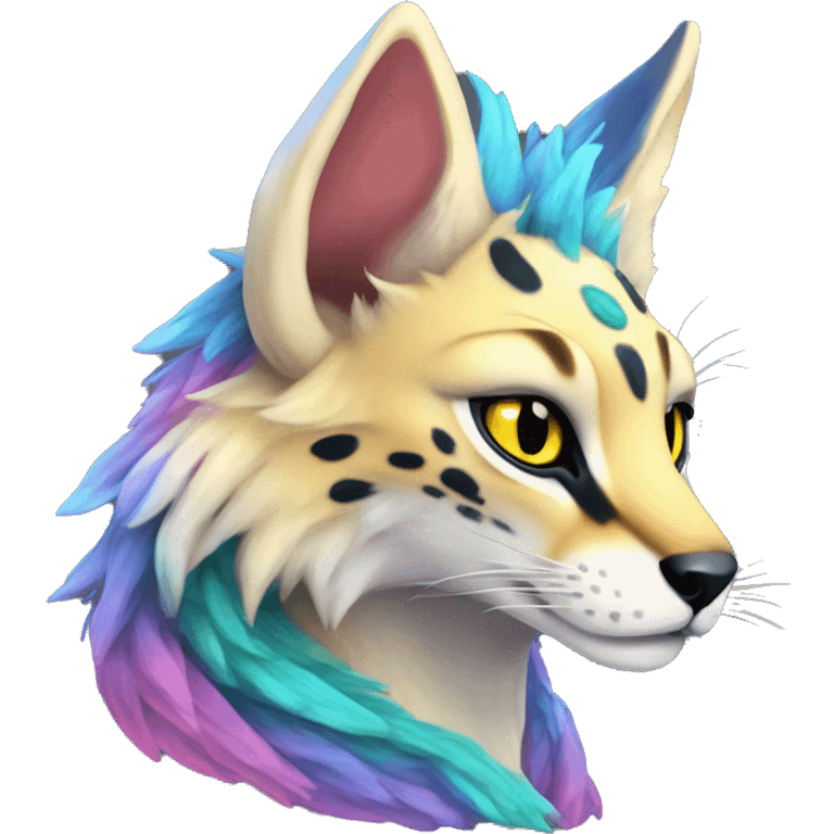 Epic Edgy Colorful ethereal eldritch Sergal-Serval-Fionbri emoji