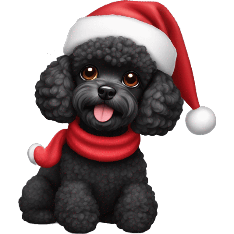 Black toy poodle dog with Santa hat  emoji