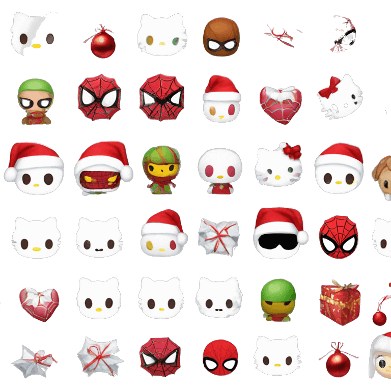 Hello kitty and spiderman christmas emoji