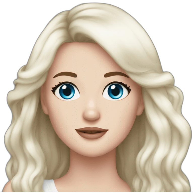 Katie perry long hair  blue eyes with whitedog emoji