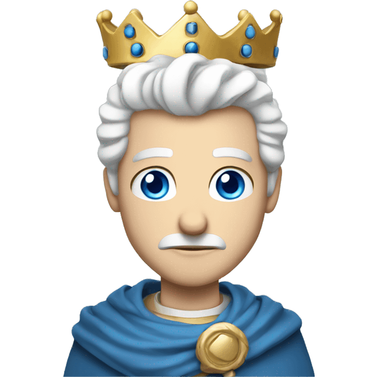 a king very pale with blue eyes crown and white hair serious emoji